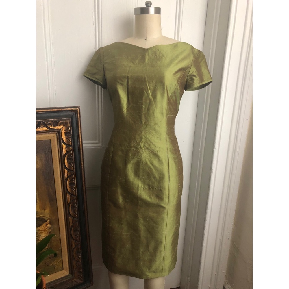 Tahari-Raw Silk-Iridescent-1940s-Evening Dress - Picture 2 of 7